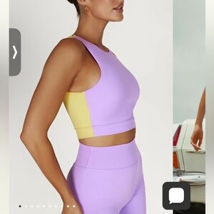 Meshki Lori Racer Crop Top Lilac Yellow Small NWT